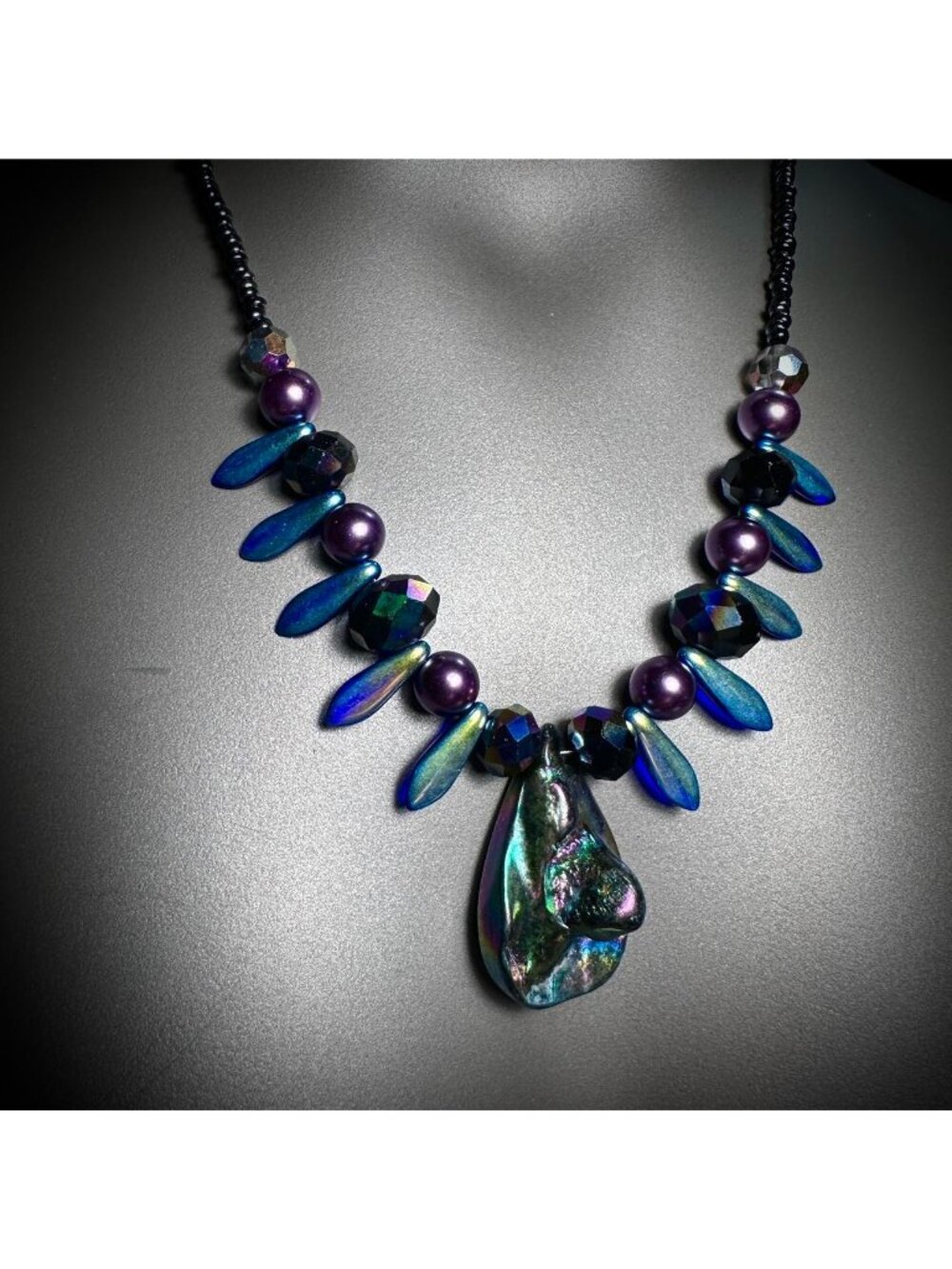 Midnight Tide Handmade Abalone Shell Mermaid Pendant Necklace